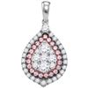 Image 1 : 1.02 CTW Pink Diamond Teardrop Cluster Pendant 14KT White Gold - REF-119H9M
