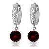 Genuine 2.53 ctw Garnet & Diamond Earrings Jewelry 14KT White Gold - REF-54F6Z