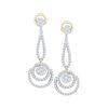 Image 1 : 1 CTW Diamond Circle Cluster Dangle Earrings 10KT Yellow Gold - REF-101K9W