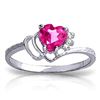 Genuine 0.97 ctw Pink Topaz & Diamond Ring Jewelry 14KT White Gold - REF-30P3H