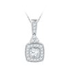0.50 CTWDiamond Solitaire Square Framed Pendant 10KT White Gold - REF-52N4F
