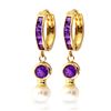 Genuine 4.15 ctw Amethyst & Pearl Earrings Jewelry 14KT Yellow Gold - REF-48Z3N
