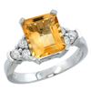 Natural 2.86 ctw citrine & Diamond Engagement Ring 14K White Gold - REF-65Z2Y