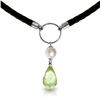 Genuine 7.5 ctw Green Amethyst & Pearl Necklace Jewelry 14KT White Gold - REF-52W9Y