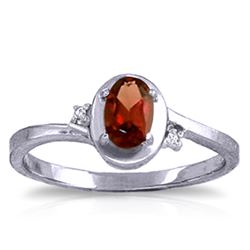 Genuine 0.51 ctw Garnet & Diamond Ring Jewelry 14KT White Gold - REF-25X4M