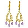 Genuine 3.75 ctw Amethyst Earrings Jewelry 14KT Yellow Gold - REF-46N5R