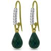 Genuine 17.78 ctw Green Sapphire Corundum & Diamond Earrings Jewelry 14KT Yellow Gold - REF-47Y5F
