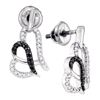 0.30 CTW Black Color Diamond Heart Stud Earrings 10KT White Gold - REF-26Y9X