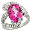 Natural 6.22 ctw pink-topaz & Diamond Engagement Ring 14K White Gold - REF-134N9G