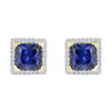 2 CTW Princess Created Blue Sapphire Stud Earrings 10KT Yellow Gold - REF-25N4F