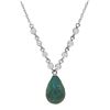 Genuine 15.6 ctw Green Sapphire Corundum & Diamond Necklace Jewelry 14KT White Gold - REF-139F8Z