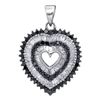 0.90 CTWBlack Color Diamond Framed Heart Pendant 10KT White Gold - REF-34M4H
