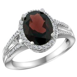 Natural 2.72 ctw garnet & Diamond Engagement Ring 10K White Gold - REF-47N7G