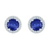 1.5 CTW Created Blue Sapphire Diamond Stud Earrings 10KT White Gold - REF-19W4K