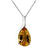 Genuine 5 ctw Citrine Necklace Jewelry 14KT White Gold - REF-31P9H