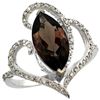 Natural 3.33 ctw Smoky-topaz & Diamond Engagement Ring 14K White Gold - REF-77H5W