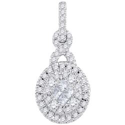 0.50 CTWPrincess Diamond Soleil Cluster Pendant 14KT White Gold - REF-56W2K