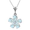 Genuine 2.22 ctw Aquamarine & Diamond Necklace Jewelry 14KT White Gold - REF-36H3X