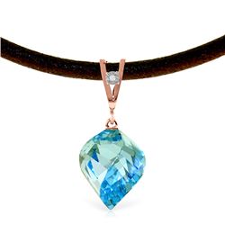 Genuine 13.91 ctw Blue Topaz & Diamond Necklace Jewelry 14KT Rose Gold - REF-58M5T