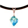 Genuine 13.91 ctw Blue Topaz & Diamond Necklace Jewelry 14KT Rose Gold - REF-58M5T