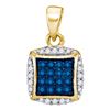 0.25 CTW Blue Color Diamond Square Pendant 10KT Yellow Gold - REF-13F4N