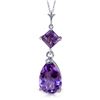 Genuine 2 ctw Amethyst Necklace Jewelry 14KT White Gold - REF-24H3X