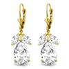 Genuine 13 ctw White Topaz Earrings Jewelry 14KT Yellow Gold - REF-61T2A