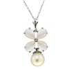 Genuine 3 ctw Opal & Pearl Necklace Jewelry 14KT White Gold - REF-23Y5F