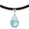 Genuine 6.51 ctw Blue Topaz & Diamond Necklace Jewelry 14KT White Gold - REF-26V9W