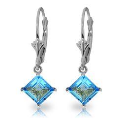 Genuine 3.2 ctw Blue Topaz Earrings Jewelry 14KT White Gold - REF-30K2V