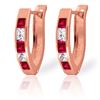 Genuine 1.26 ctw Ruby & White Topaz Earrings Jewelry 14KT Rose Gold - REF-26R2P