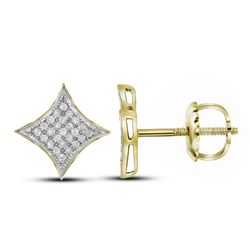 0.15 CTW Diamond Square Kite Cluster Stud Earrings 10KT Yellow Gold - REF-14K9W