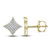 Image 1 : 0.15 CTW Diamond Square Kite Cluster Stud Earrings 10KT Yellow Gold - REF-14K9W