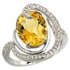 Natural 6.53 ctw citrine & Diamond Engagement Ring 14K White Gold - REF-72F8N