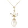 Genuine 4.75 ctw Opal & Pearl Necklace Jewelry 14KT Yellow Gold - REF-25N4R