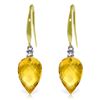 Genuine 19.1 ctw Citrine & Diamond Earrings Jewelry 14KT Yellow Gold - REF-41R3P