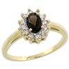 Natural 0.67 ctw Smoky-topaz & Diamond Engagement Ring 14K Yellow Gold - REF-48R6Z