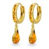 Genuine 3.3 ctw Citrine Earrings Jewelry 14KT Yellow Gold - REF-50P5H