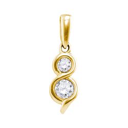 0.25 CTW Diamond 2-stone Hearts Together Pendant 14KT Yellow Gold - REF-33M8H