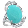 Natural 11.23 ctw turquoise & Diamond Engagement Ring 14K White Gold - REF-133X3A