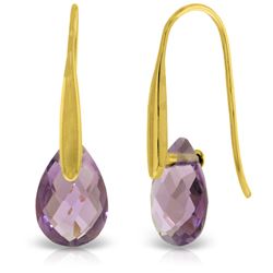 Genuine 6 ctw Amethyst Earrings Jewelry 14KT Yellow Gold - REF-38K5V