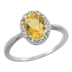 Natural 1.22 ctw Citrine & Diamond Engagement Ring 14K White Gold - REF-27Y2X