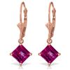 Genuine 3.2 ctw Pink Topaz Earrings Jewelry 14KT Rose Gold - REF-31V2W