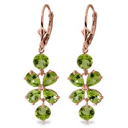 Genuine 5.32 ctw Peridot Earrings Jewelry 14KT Rose Gold - REF-50V3W