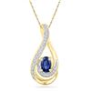 0.52 CTW Oval Created Blue Sapphire Solitaire Diamond Pendant 10KT Yellow Gold - REF-10H5M