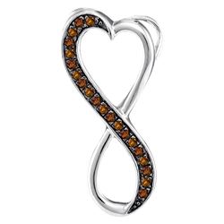 0.10 CTW Cognac-brown Color Diamond Heart Infinity Pendant 10KT White Gold - REF-9W7K