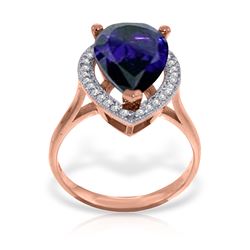 Genuine 5.26 ctw Sapphire & Diamond Ring Jewelry 14KT Rose Gold - REF-102W6Y