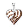 0.25 CTW Cognac-brown Color Diamond Heart Pendant 10KT White Gold - REF-14M9H