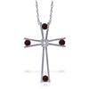 Genuine 0.43 ctw Garnet & Diamond Necklace Jewelry 14KT White Gold - REF-76Y7F
