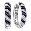 0.50 CTWBlue Color Diamond Horiztonal Lightweight Hoop Earrings 10KT White Gold - REF-64H4M